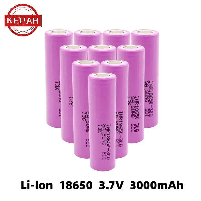 100% original brand new INR18650 flashlight battery 3.7V18650 3000mAh INR186550 30Q Li-ion rechargeable battery+18650 charger