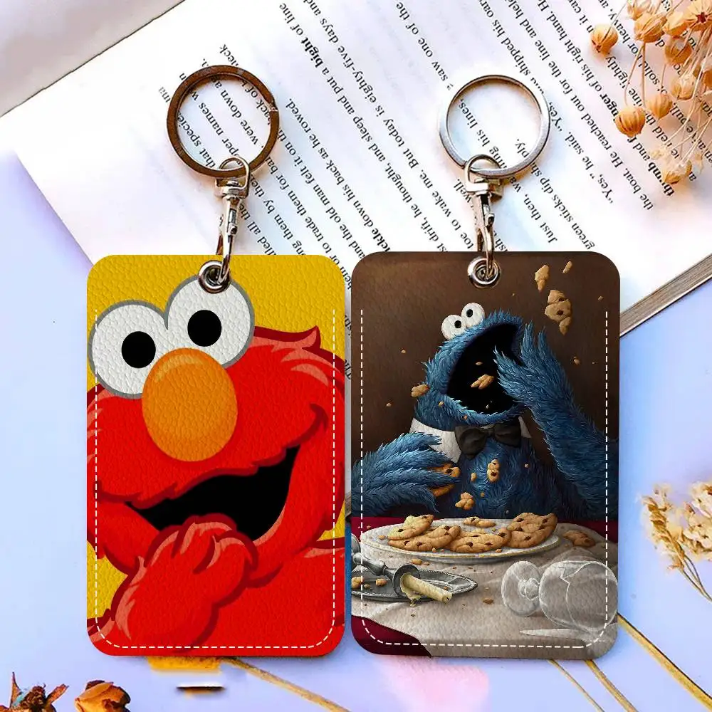 

Classic TV S-Sesame S-Street 1Pc PU Leather Card Holder Keychain Key Ring Door Lock Access Tags ID Card Case Keychain Card