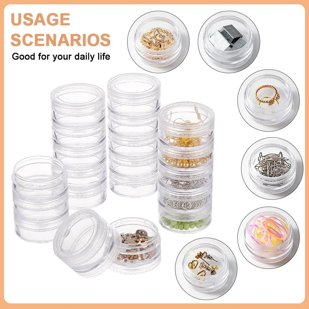 5 Layers Plastic Round Storage Containers Small Art Craft Accessory Organizer Box Containers Jars for Jewelry Small bead Nail