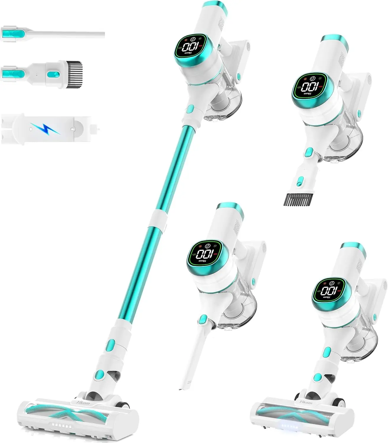 Cordless Vacuum Cleaner Home 40000Pa 450W Stick Vacuum LED Touch Screen Charging Wall Dock Anti Tangle Lightweight Handheld Vacu