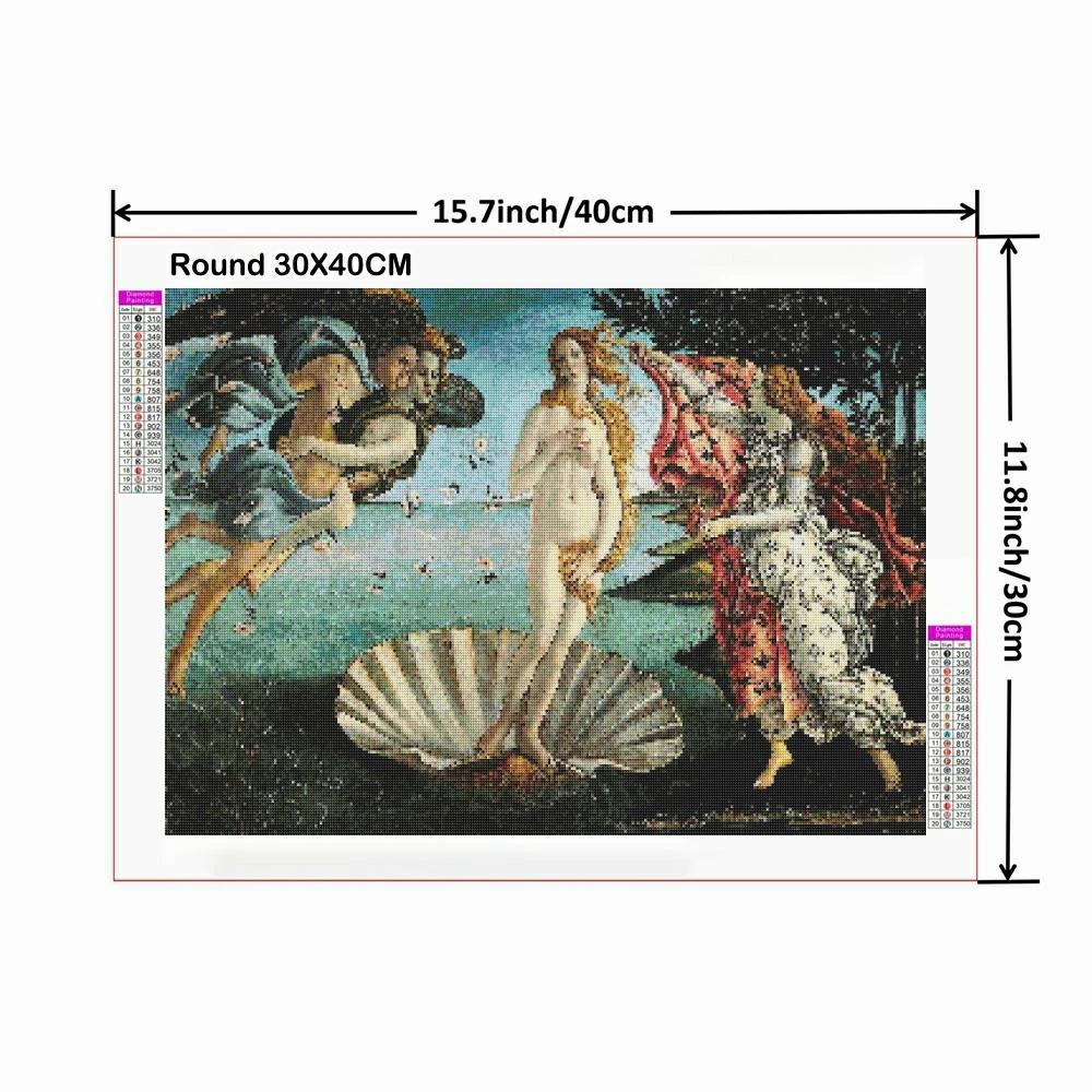 Birth Of Venus 5D DIY Diamond Painting Mosaic Famous Art Works Embroidery Full Round Drill Cross Stitch Home Decor Gift