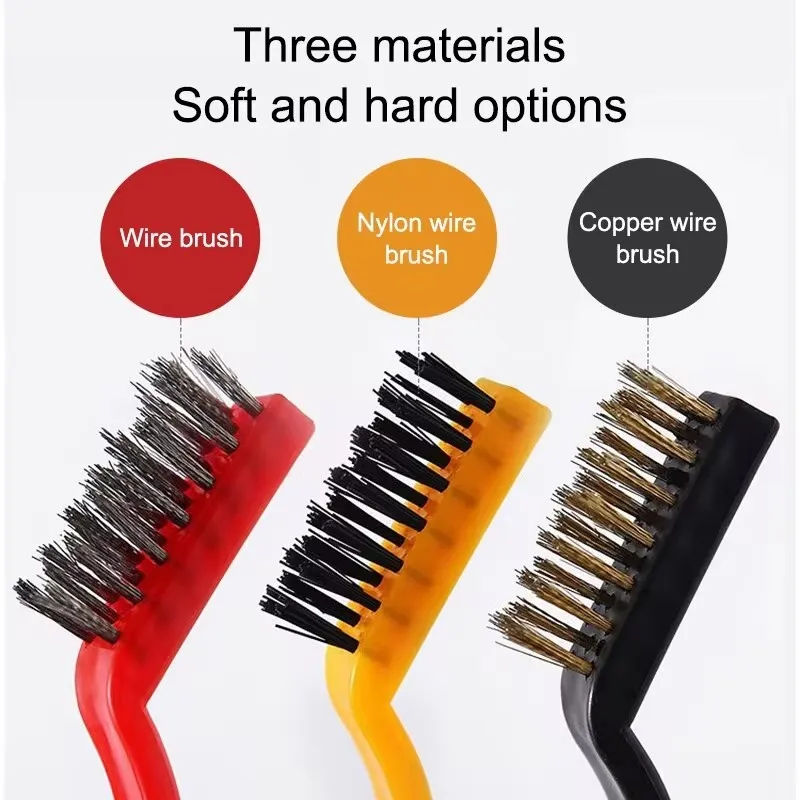 

3PCS Nylon Steel Copper Wire Combination Gas Stove Cleaning Brush Kitchen Range Hood Stove Oil Remove Tool Crevice Clean Brush