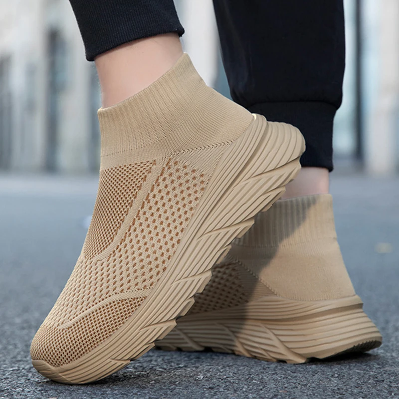 Plus Size Men's Shoes 46 Summer New Men's Breathable Knitted Shoes Leisure Sports Socks Single Shoes One Pedal Mesh Shoes