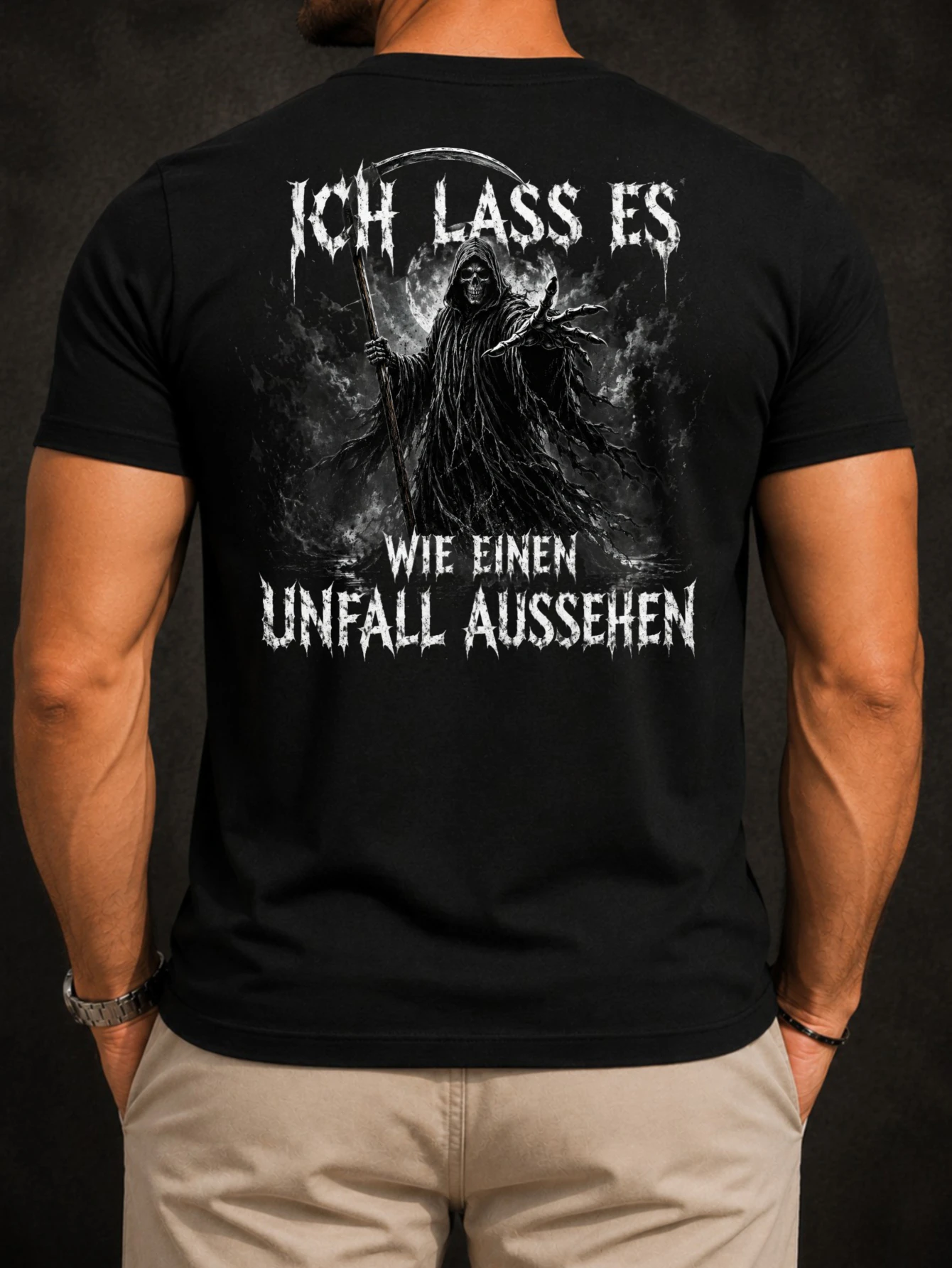 Cloudy Grim Reaper Accident Tee grim reaper in dark clouds with German accidentlooking quote eerie  Unisex All T-Shirt