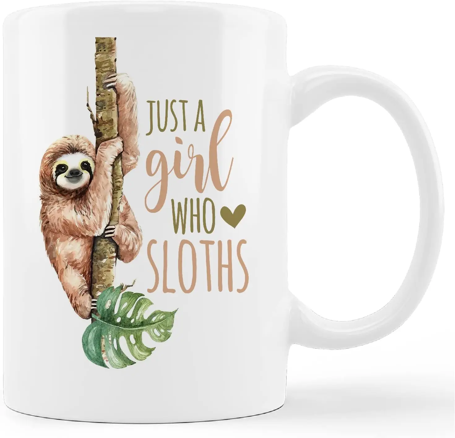 Funny Sloth Mugs Cup,Just A Girl Who Loves Sloths Ceramic Mug-11oz Coffee Milk Tea Mug Cup,Sloth Travel Mugs,Sloth Lovers Gifts,