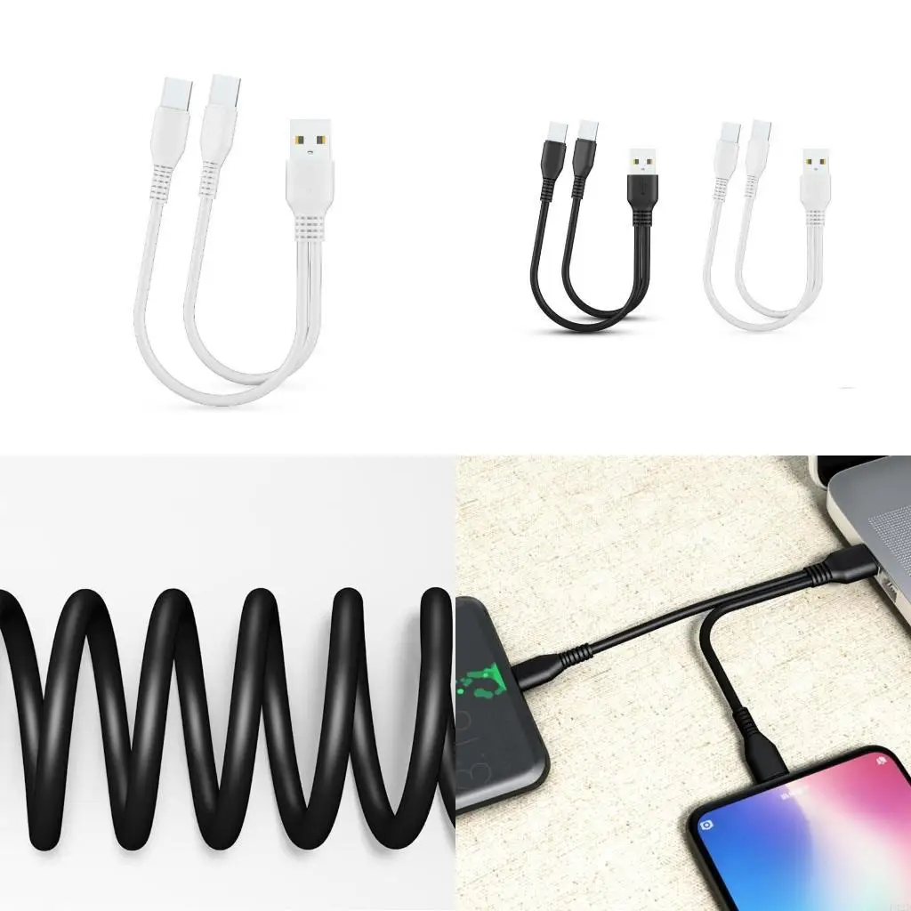 F42D 2 in 1 Micro USB Type C Cable Portable Dual for Phone Type-C Wires USB C Charging Cord