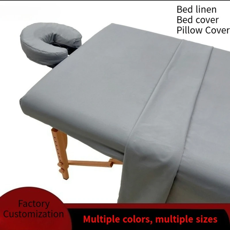

2026 High-end Multi-color Multi-size Beauty Salon Bed Cover Single Bed Pillow Cover Three-piece Set Pure Color Massage Bedding