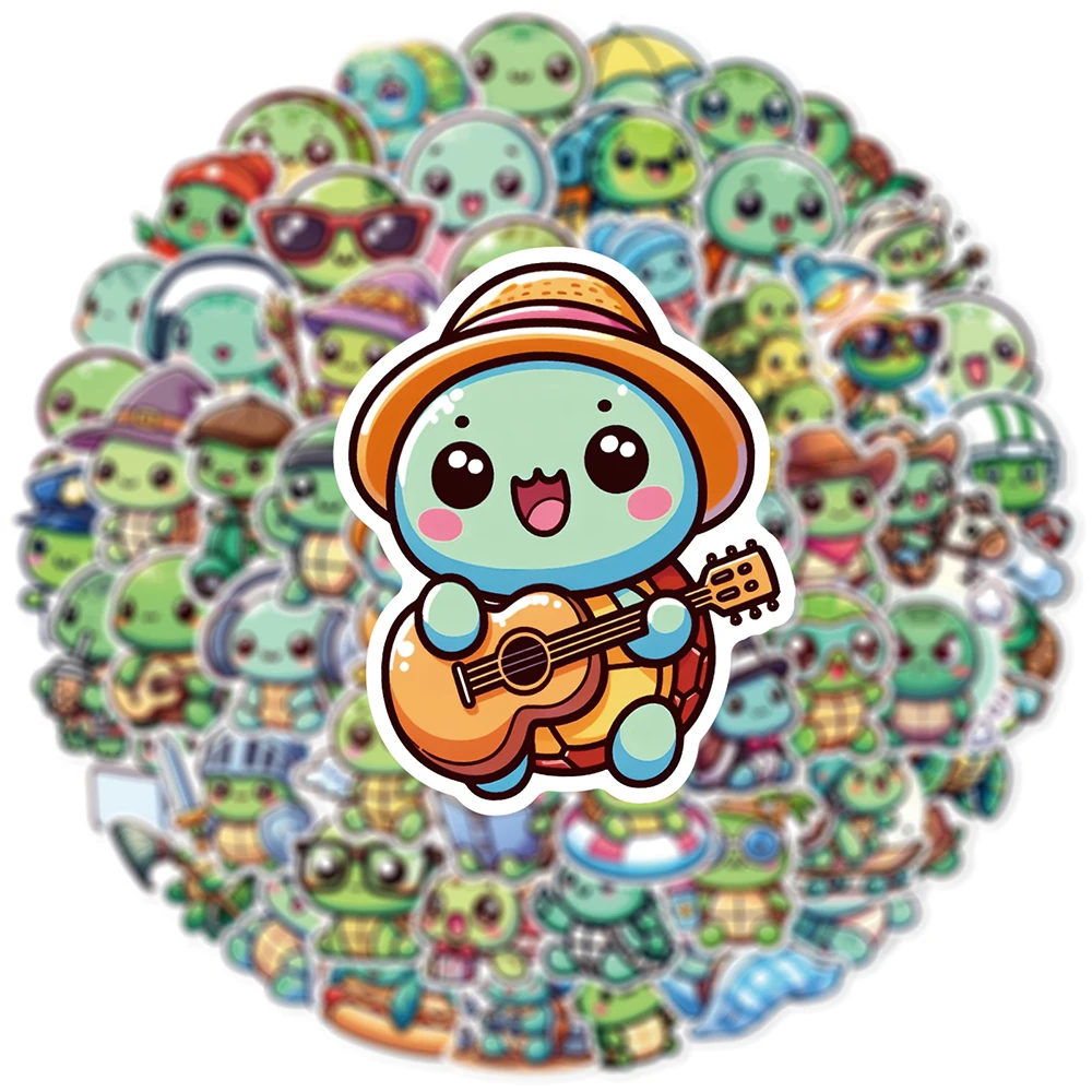 10/30/60pcs Cute Green Turtle Cartoon Graffiti Stickers Funny Decals Toy Decorative Phone Notebook Diary Kawaii Creative Sticker