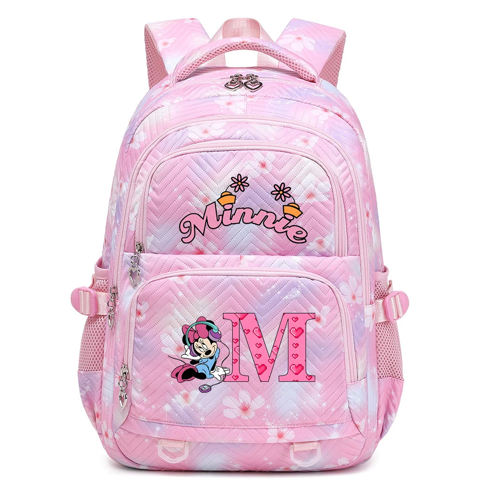 

Рюкзак с Минни Маус, школьный рюкзак для мальчиков и девочек, детский подростковый рюкзак с героями мультфильмов, Минни A-Z 26, алфавит обратно в школу, Mochila