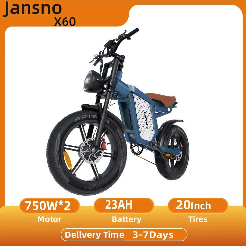 Vélo électrique Jansno X60 EBike 1500W à double moteur 48V23AH, moto électrique pour adulte, pneus larges 20*4.0 pouces, vélo électrique tout-terrain