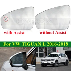 CAPQX For VW TIGUAN L 2016 2017 2018 With Heating Lane Assist or No Rearview Mirror Glass Rear View Side Mirror Lid White Lens