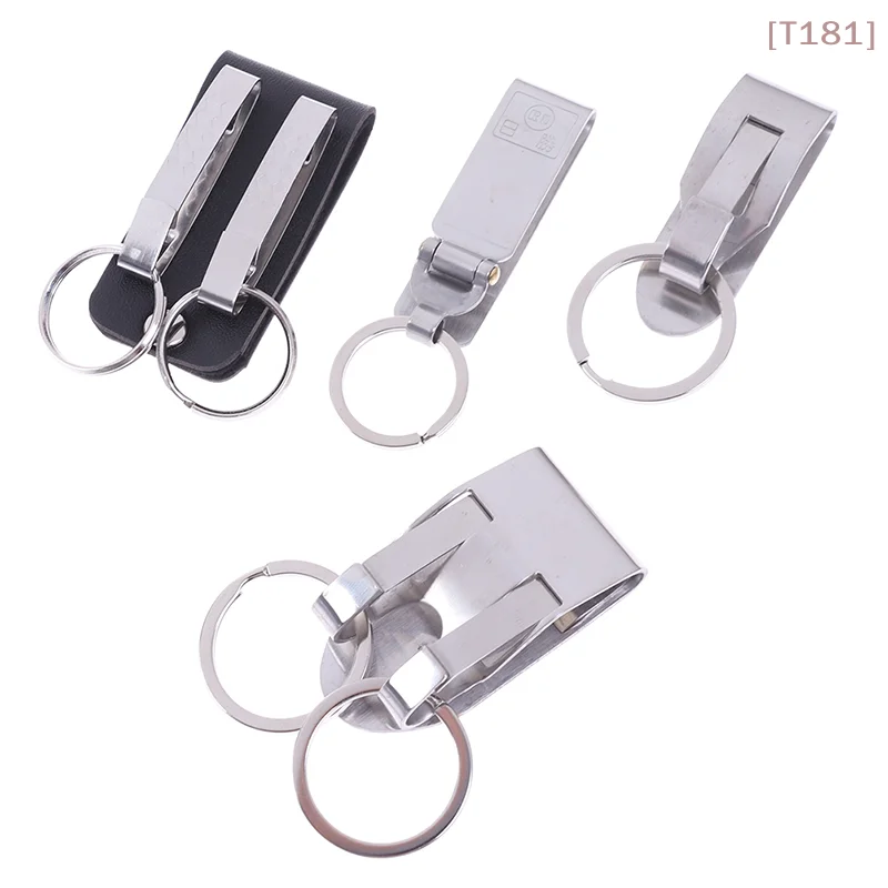 [E] Stainless steel Quick release Keychain Belt Clip key snap holder ring buckle