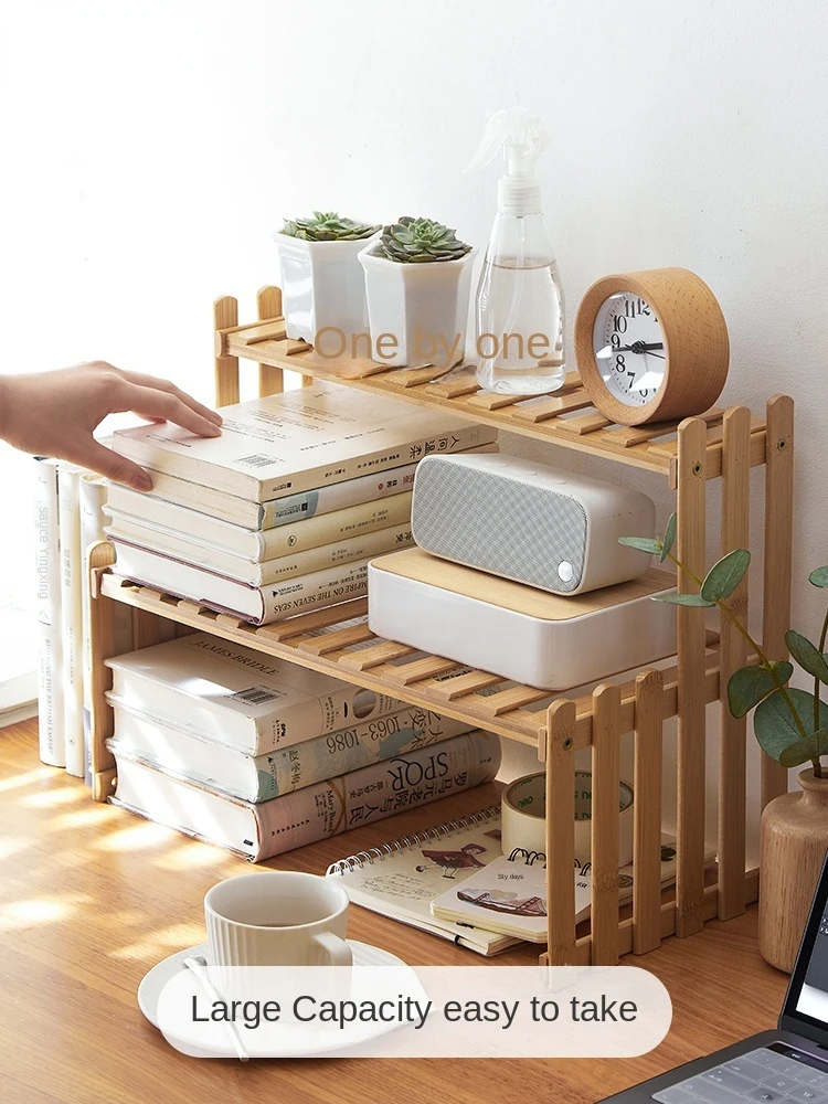 

Double layer desktop bookshelf office data rack multi meat flower rack simple desk storage rack