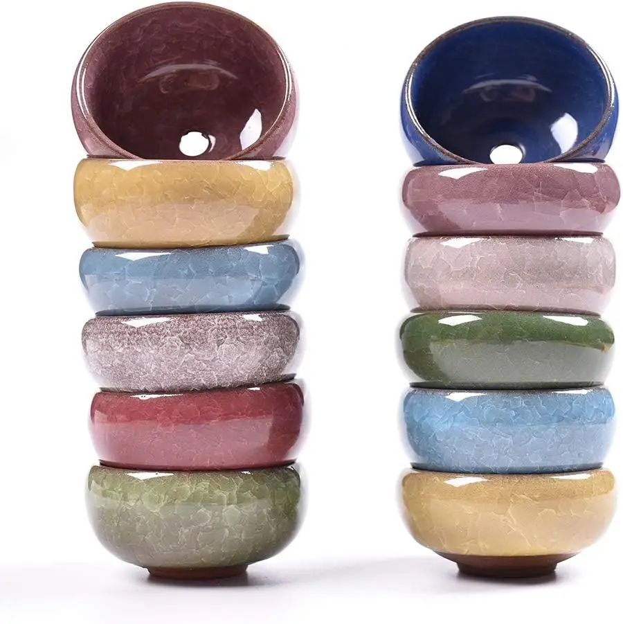 Succulent Plant Pot, 12 Pcs 2.5 Inch Ceramic Ice Crack Cactus Plant Pot/Flower Pot/Container/Planter
