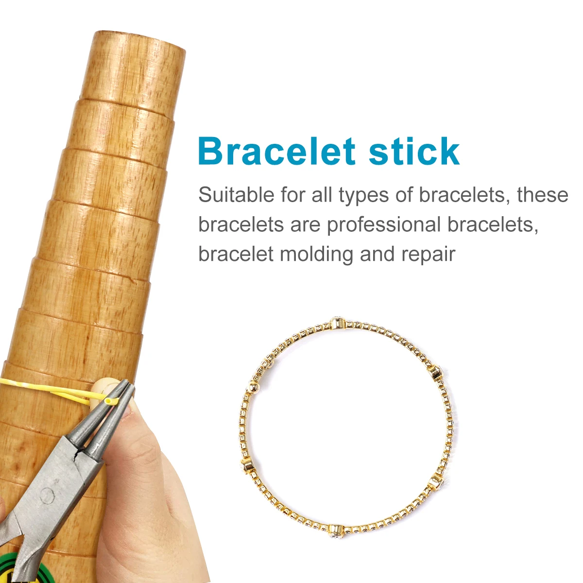 

Wood Bangle Mandrel Bracelet Shaping Tool Adjustable Round Oval Portable Smooth Solid Natural Wood for All