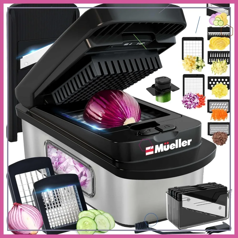 

10-in-1 Stainless Steel Vegetable Chopper with 8 Blades, Multi-Functional Kitchen Tool for Easy Slicing and Dicing