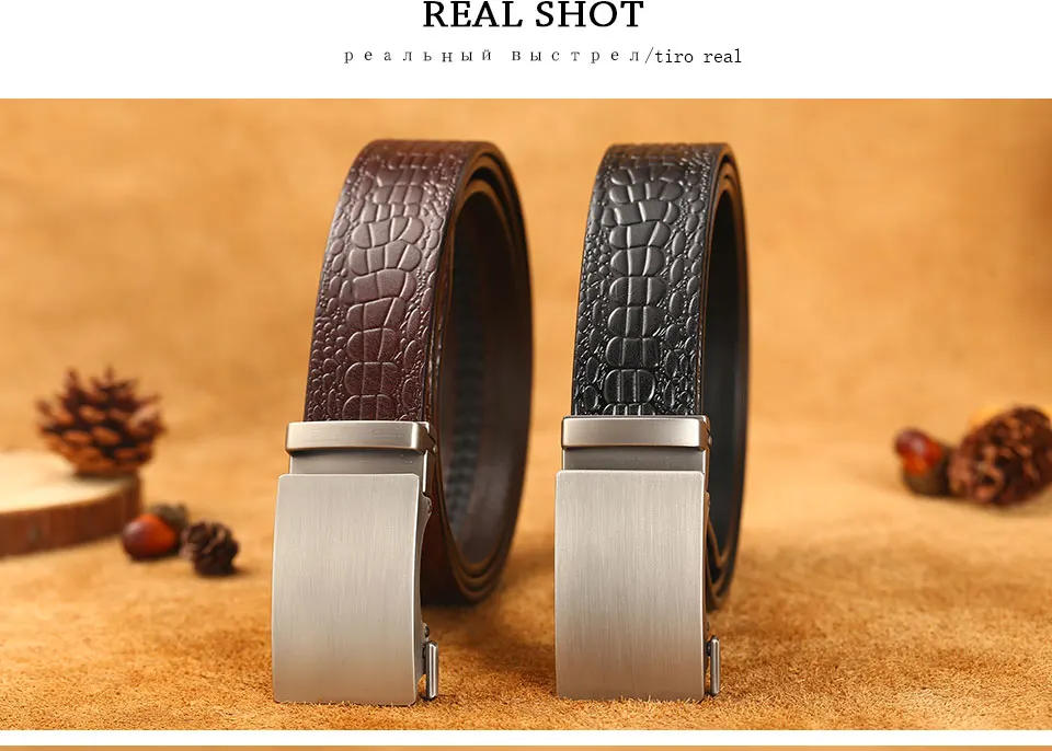 Krokodil Muster Männlich Gürtel Luxus Marke Automatische Männer Gürtel Rindsleder Leder Hüftgurt Echtes Leder Gürtel Für Jeans – Detail 6
