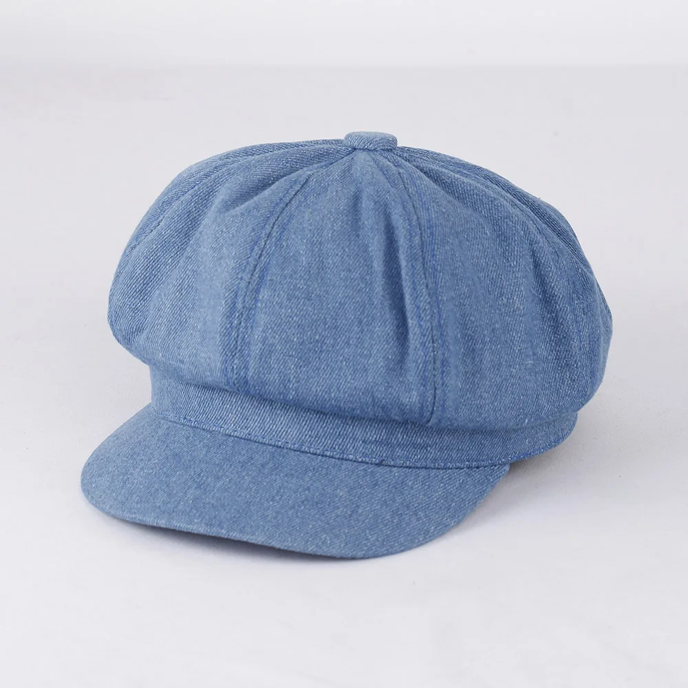 Newsboy Hat Women Octagonal Cap Denim Spring Autumn Holiday Accessory For Outdoor Painter