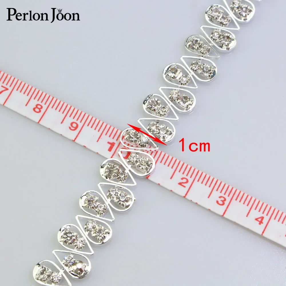 small droplets array rhinestone trim plating black silver flatback crystal decorative chain clothing accessories ML102