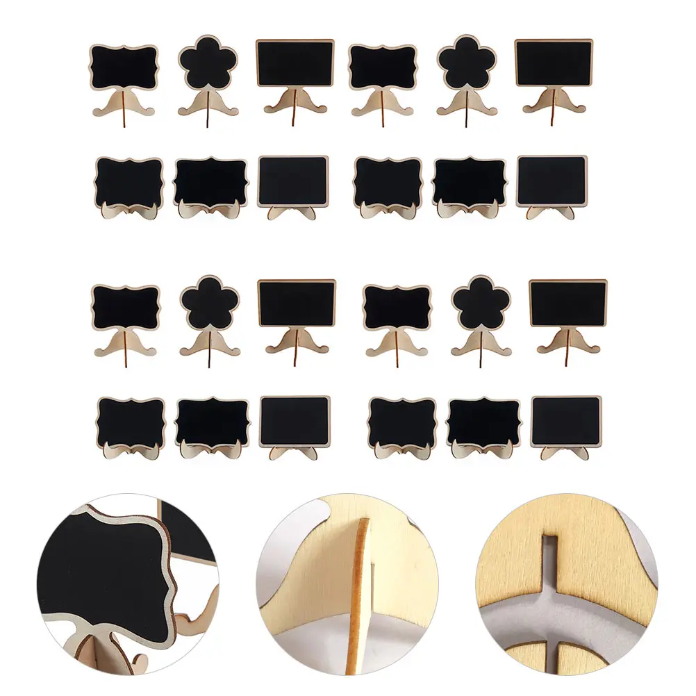 25Pcs Wooden Mini Blackboard Message Board Ornament for Home Desk Decoration Small Chalkboards Display Sign with Stand