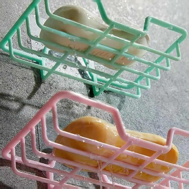 Wall-Mounted Draining Soap Holder Strong Suction Bathroom Storage Rack Shower Adhesive Drying Organizer