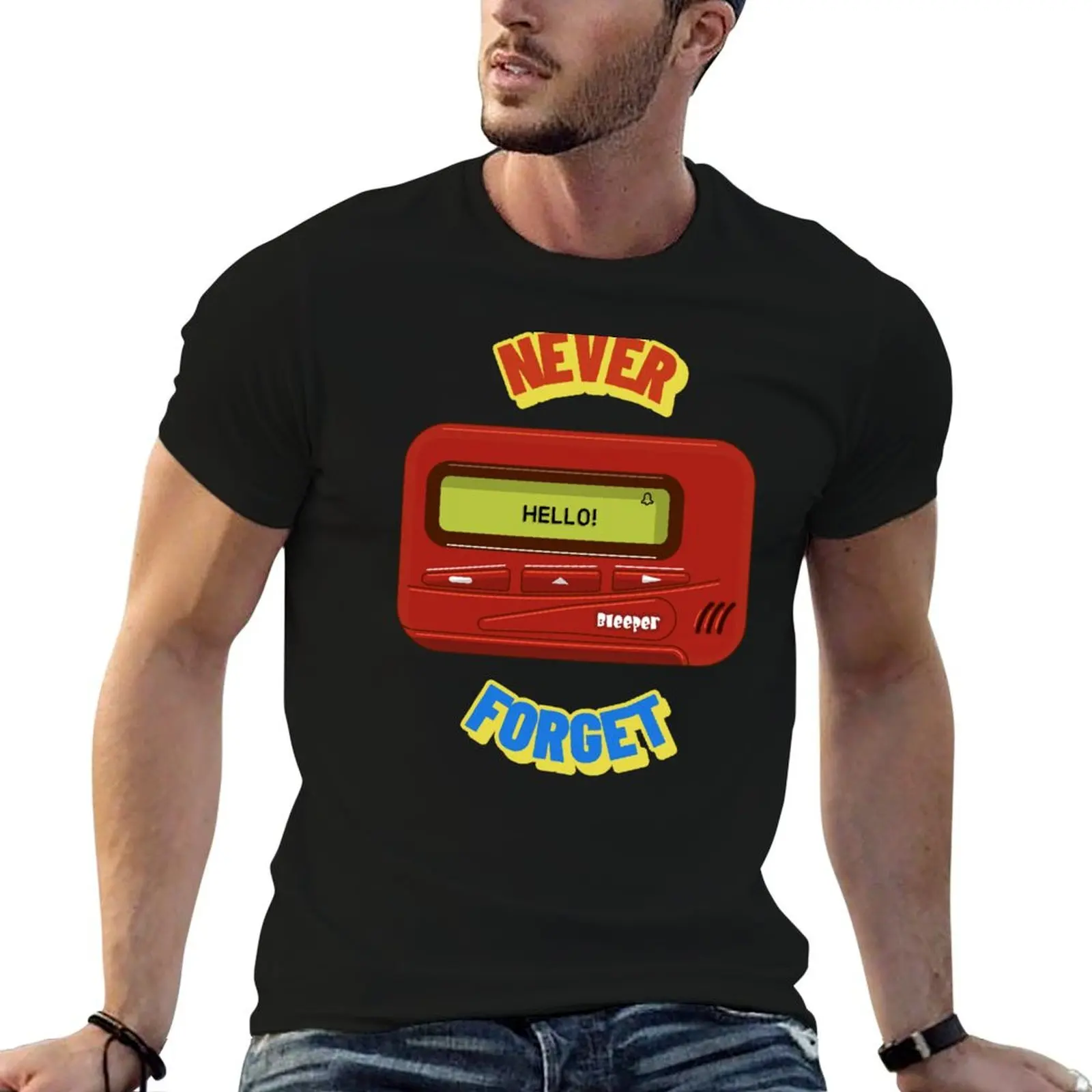 

Never Forget Pager Retro Vintage 70s 80s 90s 2000s T-Shirt Blouse anime tshirt mens graphic t-shirts