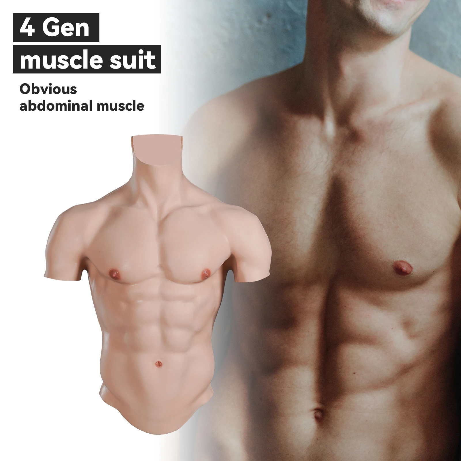 CYOMI Realistic Silicone Muscle Suit Male Fake Chest Muscle Bodysuit for Crossdresser Macho Silicone Artificial Simulation