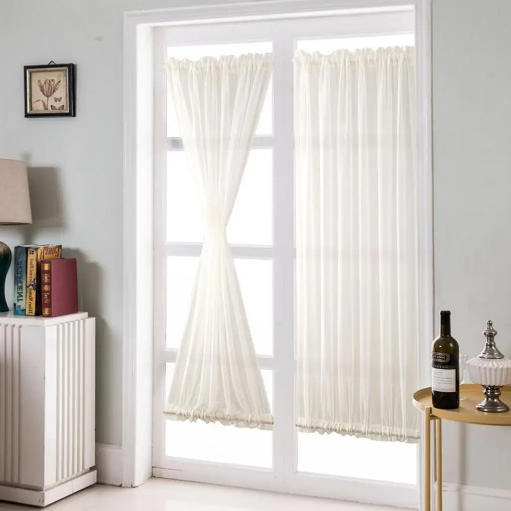 White French Door Curtains - Blackout Patio Door/Glass Door Curtain Panel for Privacy Home Decor