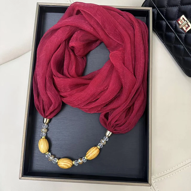 Colar pingente de fibra de poliéster para mulheres Lenço macio Design clássico Simplicidade Moda