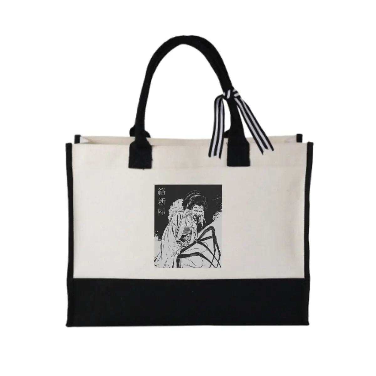 

Japanese Yokai Jorogumo Themed Design Premium Patchwork Canvas Tote for Luxury Gift Packaging