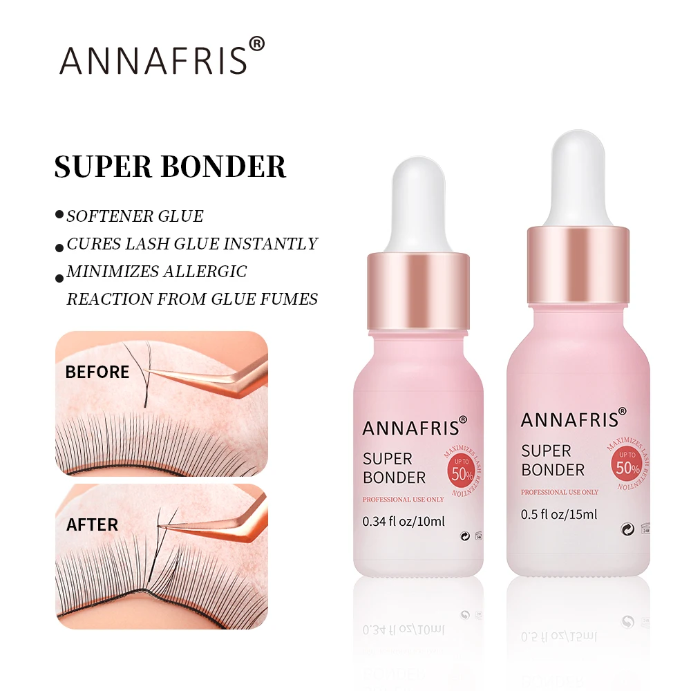 ANNAFRIS 10 ml/15 ml Lash Bonder zur Verwendung mit Klebern, weichmachend, beschleunigt den schnell trocknenden Kleber für Wimpern, Dropper-Design-Werkzeuge