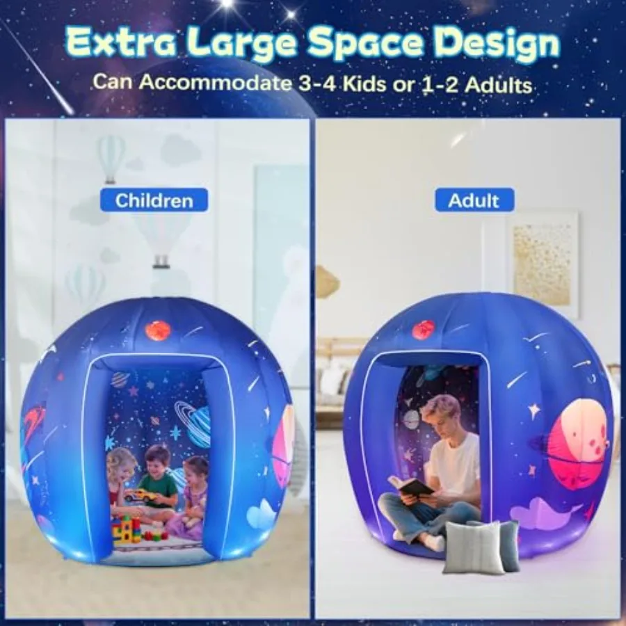 Sensorisches Zelt für Kinder und Erwachsene, 5,9 Fuß Astronauten-Galaxie, aufblasbares, leuchtendes sensorisches Spielzeug, Kinderzelt für Zuhause, Schule, drinnen und draußen