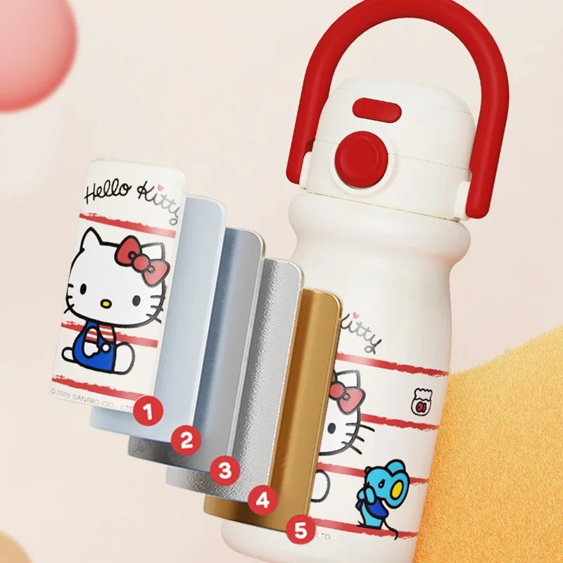 X&W Sanrio 500ml Insulated Cup 316 Stainless Steel Vacuum Flasks Cute Hello Kitty Straw Cup Portable Outdoor Travel Ice Tumbler