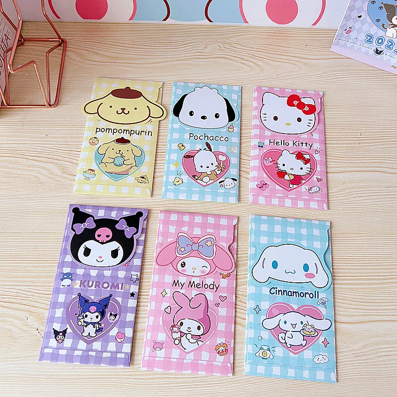 4pcs/Set Sanrio Hello Kitty Red Envelope Anime Figure Kuromi Cinnamoroll My Melody New Year Bag Cartoon Kawaii Children Gift Bag