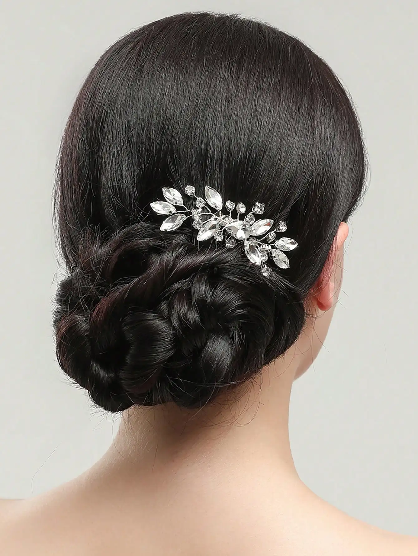 Luxury Girl Hair Comb Golden Hairpin Rhinestone Bridal Hair Accessories Alloy Flower and Leaf Shape Hair Pin For Women