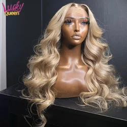 Peluca Frontal de encaje transparente prearrancada para mujer, cabello humano rubio ceniza Barbie, onda corporal, 13x6, 13x4, 5x5