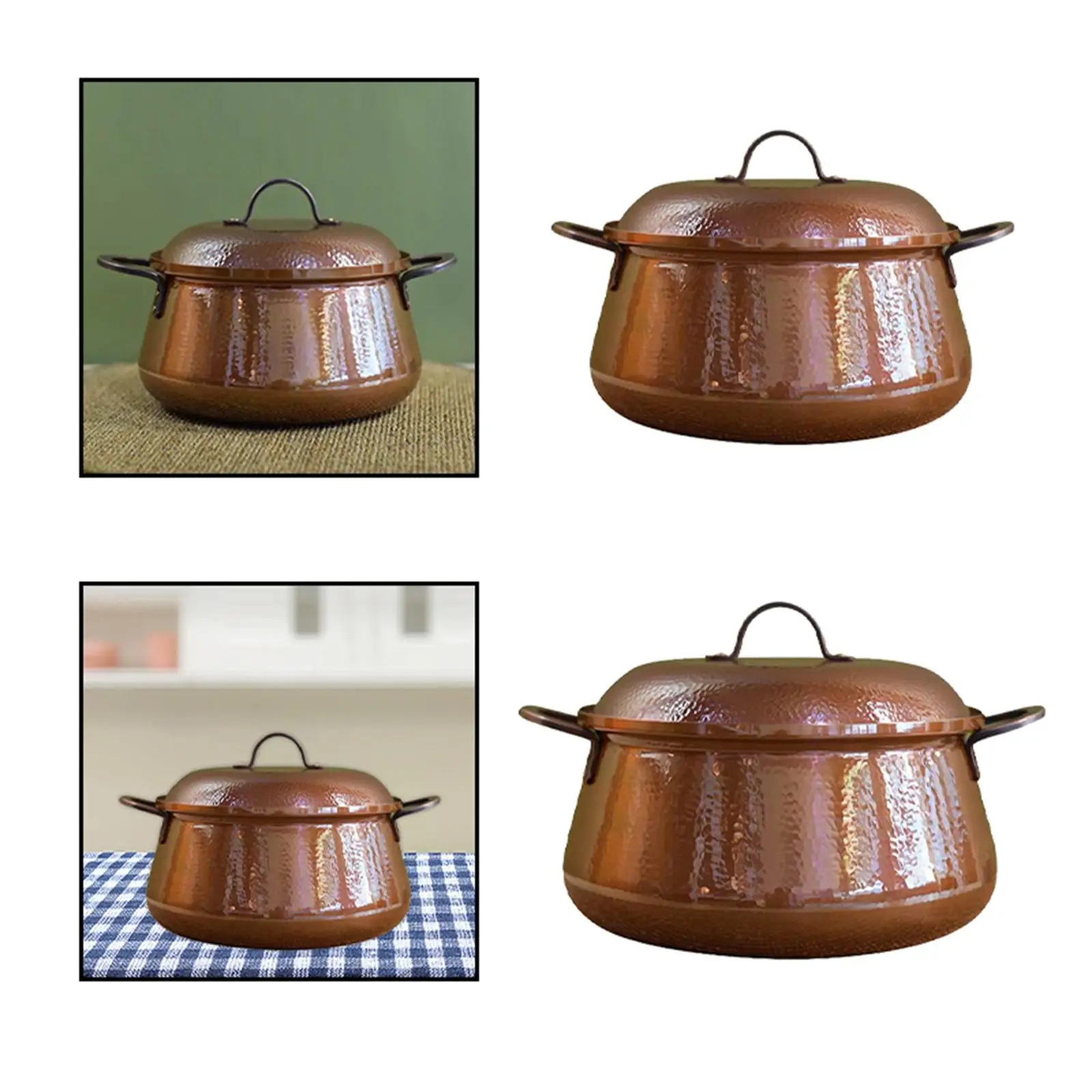 Pure Copper Pot Thickened Binaural Pot Double Handles Smooth Surface Induction