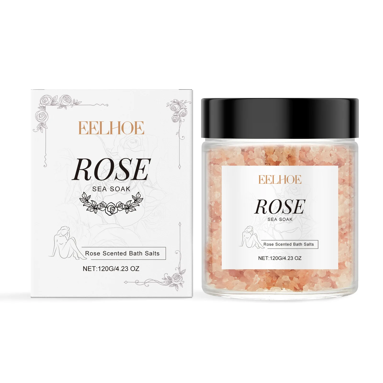 EELHOE Rose Scented Bath Salts Mineral Salt Stress Relief Exfoliating Moisturizing Fragrances Skin Smooth Skin Care Products