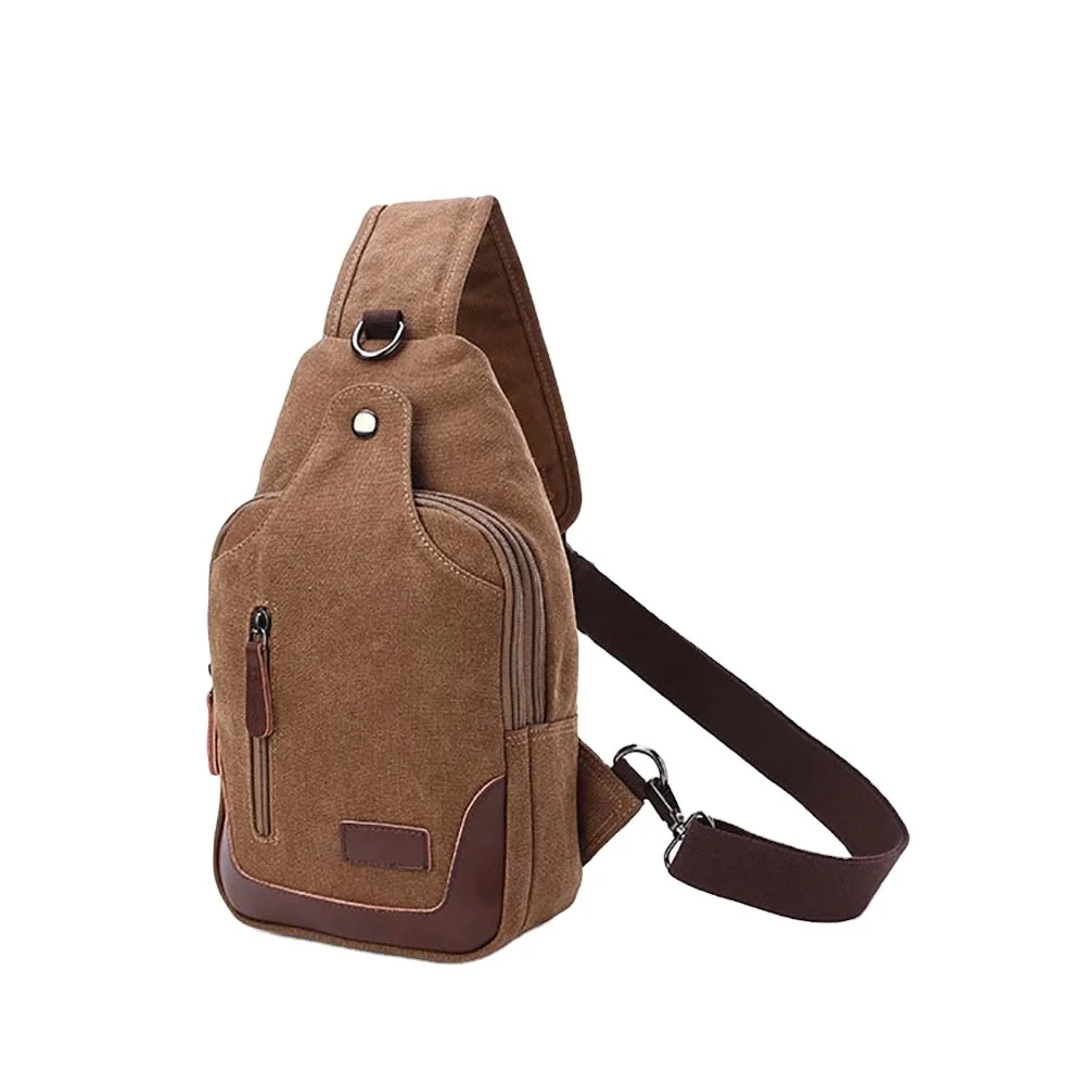 

Brand New Men Vintage Canvas Leather Satchel Shoulder Sling Chest Pack Bag Sport