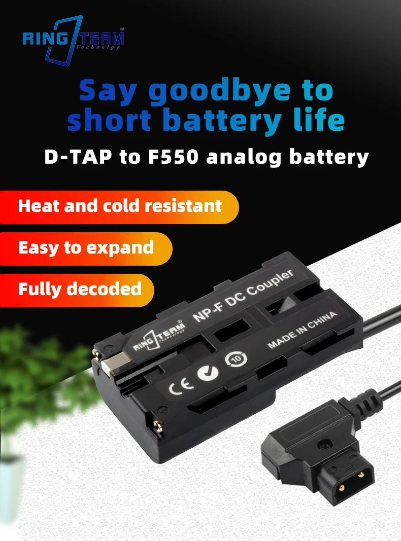 Decoded DK415 DK-415 NP-F550 F550 Dummy Battery to D-TAP Spring Cable for Sony CCD-TR940 TR950E TR97 TRV201 TRV215 TRV25 Cameras