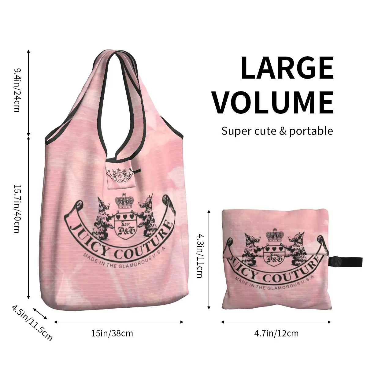 Reusable Hot-Style-Juicy-Couture-Like Grocery Bag Foldable Machine Washable Elegant Ethnic Pattern Shopping Bags