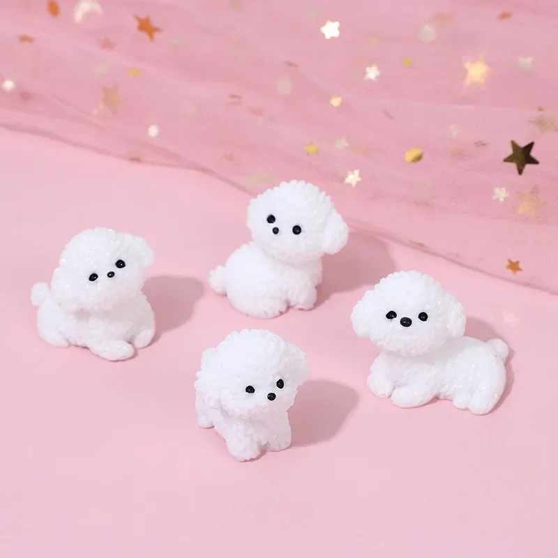 Figurines Miniatures Cute Dog White Bichon Frise Micro Landscape Ornaments For Home Decorations Decor For Room Desk Accessories