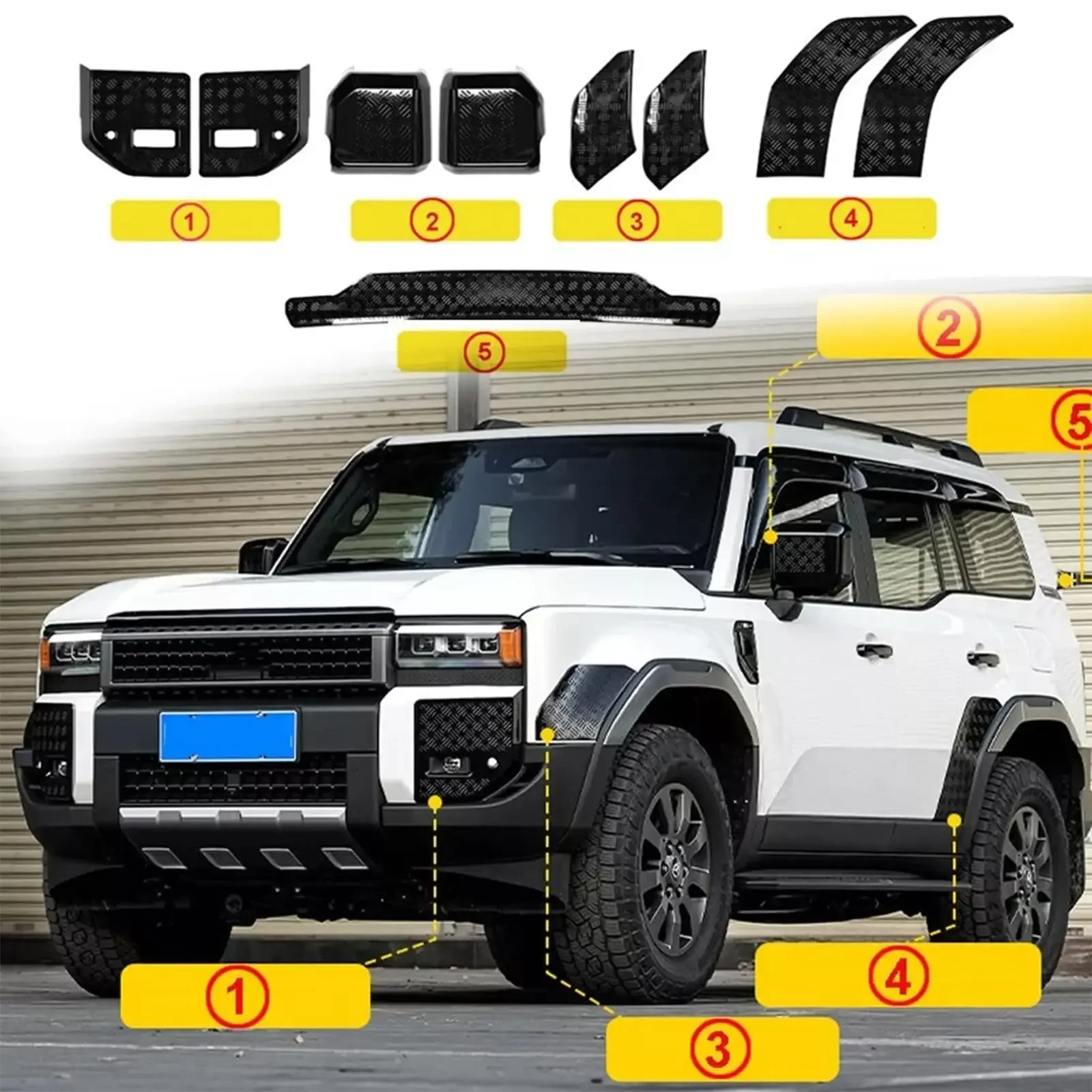 

For 2024 2025 Toyota Land Cruiser 250 1958 Prado Lc250 J250 Front Rear Bumper Leaf Plate Exterior Modification ABS Accessories