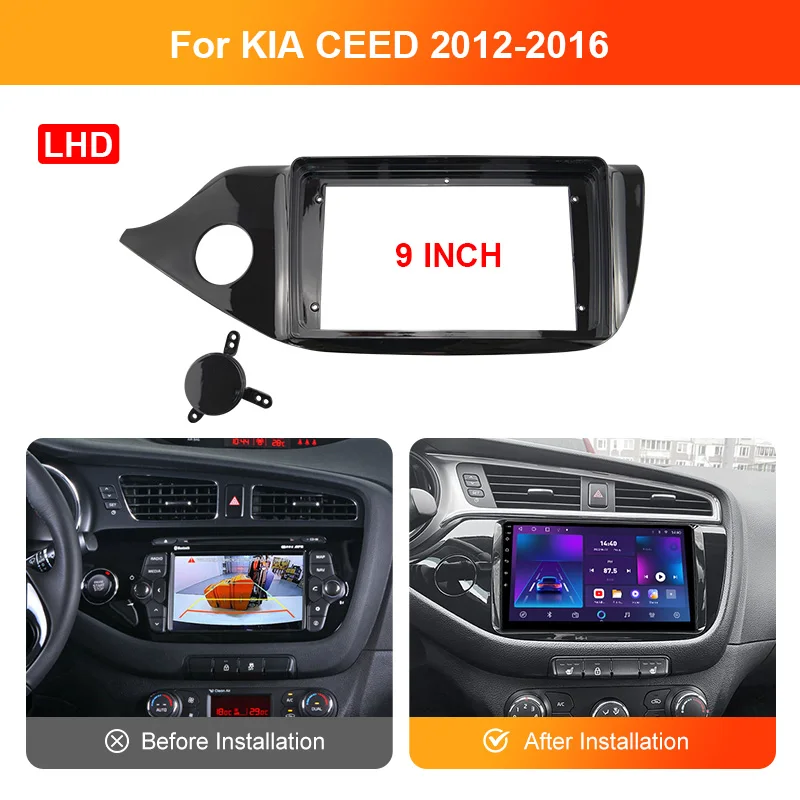 Car Radio Fascia Frame For 2012 KIA CEED 9Inch Panel Wire Harness Power Cable Adapter And Canbus（LHD RHD）