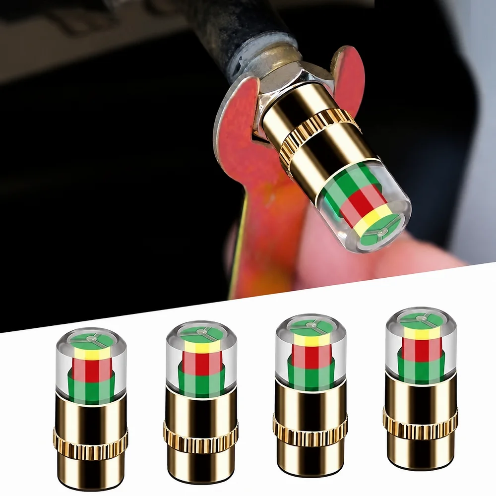 4Pcs Car Tire Pressure Valve Cap External Tyre Air Pressure Monitoring Sensor Auto Wheel Stem Safety Detection Tool for Car SUV
