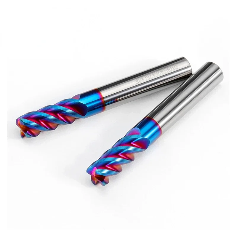 

Solid Carbide Corner Radius End Mills HRC65 4 Flutes Nano Blue Coating CNC Tools Endmills R0.5 R0.2 R1 R2~8 Surface Machining