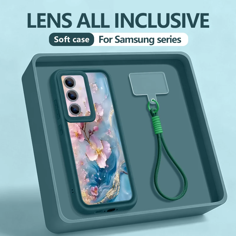 Marble Pattern Wrist Lanyard Phone Case For Samsung Galaxy S26 S24 S25 Ultra S23 S25 FE A57 A17 A56 A16 A37 A55 A15 A25 Cover