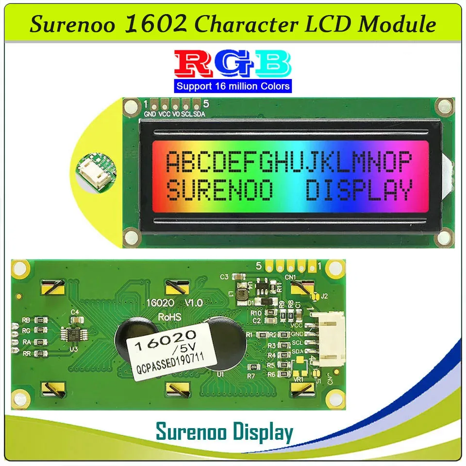 Grove 162 16X2 1602 3.3-5V Serial IIC I2C FSTN Positive Negative Character LCD Module Display Screen LCM Panel W/ RGB Backlight