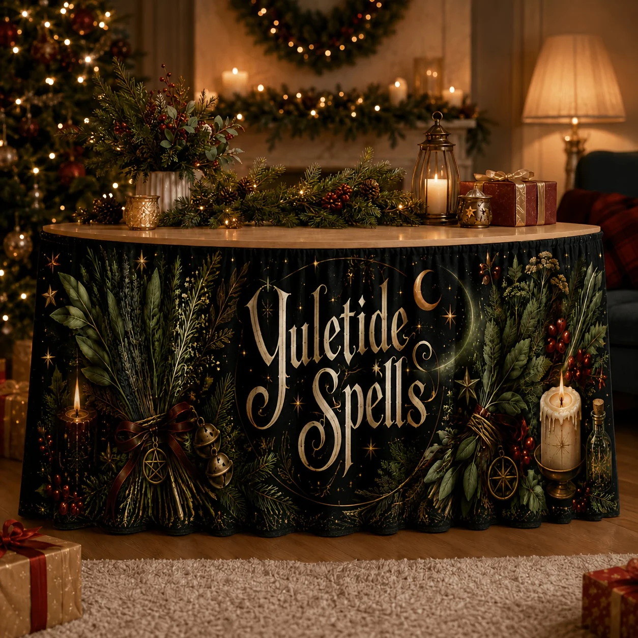 Yul Christmas Witch Style Table Dress - Suitable for Birthdays, Christmas, Weddings, Halloween and Thanksgivingxzj