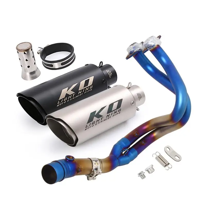 

For Kawasaki Z650 Ninja 650 Versys 650 2017-2023 ER6N ER6F Motorcycle Full Exhaust System Front Link Pipe Slip 250mm Muffler Tip